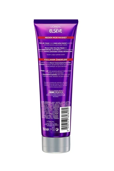 ELSEVE Color-vive Purple Maske Turunculaşma Karşıtı Mor Maske 150 Ml - Resim 3