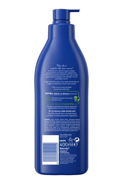 NIVEA Q10 Sıkılaştırıcı Vücut Sütü 400ml, C Vitamini,Kolajen,72 Saat Nemlendirici,Kuru Cilt Tipleri - 2