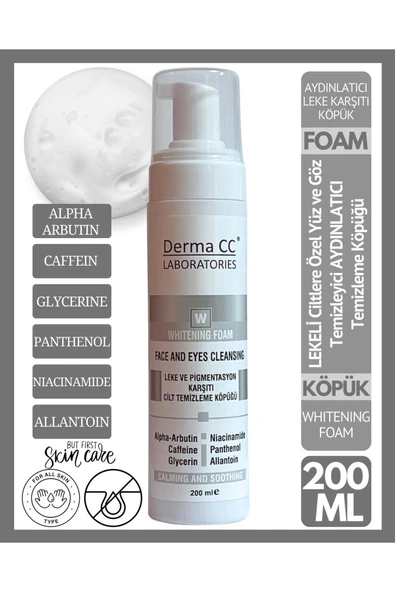 DERMA CC LABORATORIES Derma Cc Whıtenıng Foam Face And Eyes Cleansıng - Leke Karşıtı Cilt Bakım Köpüğü 200 ml