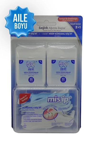 MİS İP Misip Diş Ipi 50 Mt 2'li Kürdanlı Diş Ipi 50'li