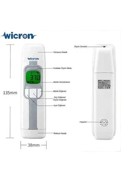 WİCRON Alından Ve Kulaktan Ateş Ölçer Termometre T92 - 2