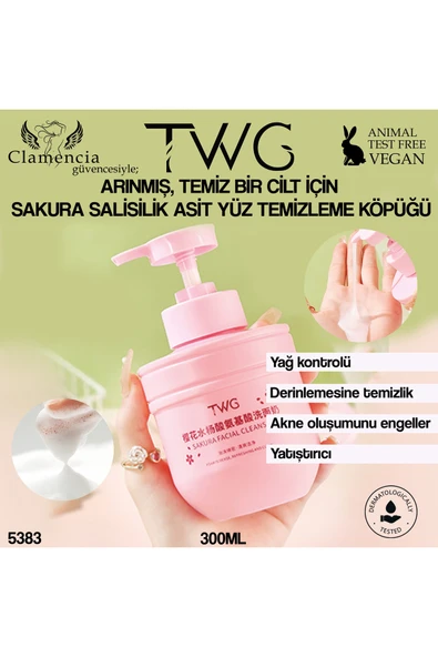 TWG Sakura Salisilik Asit Yüz Temizleme Köpüğü