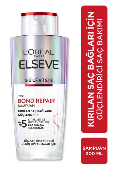 ELSEVE Bond Repair Tüm Yıpranmalar Için Saç Bağlarını Güçlendirici Şampuan 200ml ürün görseli