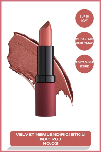 GOLDEN ROSE Velvet Matte Lipstick 03 Velvet Mat Ruj 4,2 g ürün görseli
