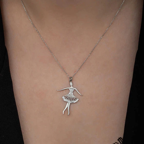 Supertrend Gümüş Balerin Kadın Kolye - Resim 5