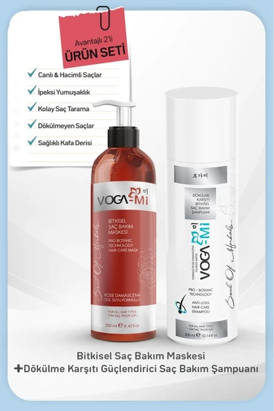 VOGAMI Saç Dökülme Karşıtı Güçlendirici Bakım Şampuanı + Bitkisel Saç Bakım Maskesi - 2