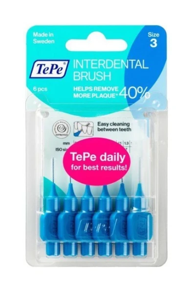 TEPE Interdental Brush Arayüz Fırçası Mavi 0.6 Mm 6 Lı