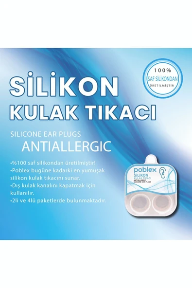 POBLEX Silikon Kulak Tıkacı - Kulak Koruyucu Tıpası Saf Silikon 2'li - 2