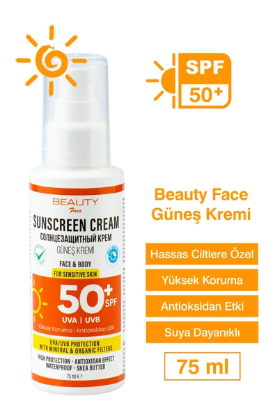 BEAUTY FACE 50 Spf Antioksidan Etkili Leke Oluşumunu Önleyen Güneş Kremi – 75 ml