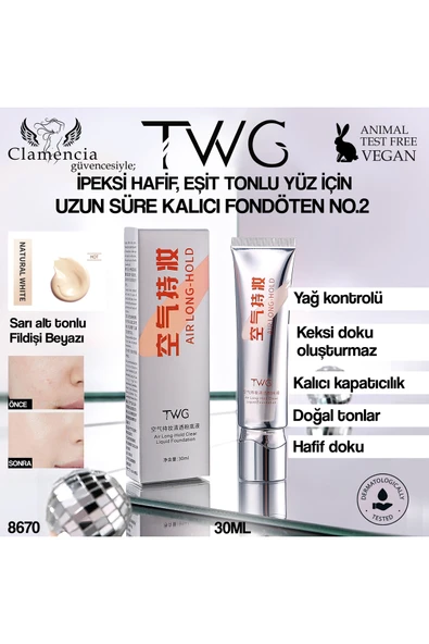 TWG Uzun Ömürlü Fresh Clear Fondöten Naturel Beyaz