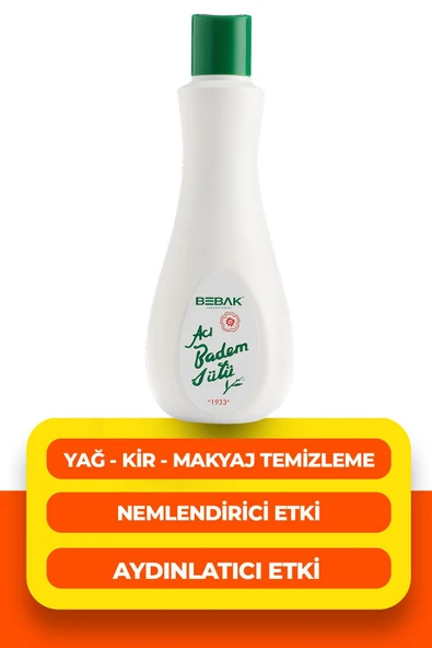 BEBAK Acı Badem Cilt Ve Makyaj Temizleyici Nemlendirici Bakım Sütü 215 ml