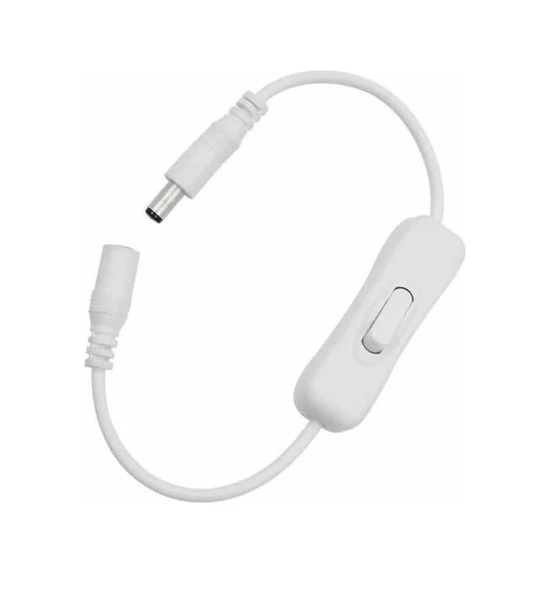 Anahtarlı DC Adaptör Güç Bağlantı Uzatma Kablosu 20cm Beyaz ürün görseli