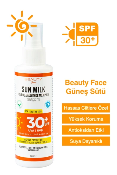 BEAUTY FACE 30 Spf Antioksidan Etkili Suya Dayanıklı Leke Önleyici Güneş Sütü – 150 ml