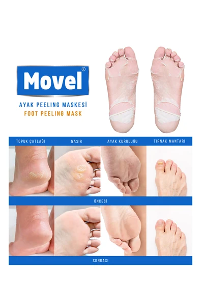 MOVEL Ayak Peeling Maskesi Çorap Tipi Ölü Derileri Soyan Peeling Çorabı Yüz Temizleyici Tonik Hediyeli - 2