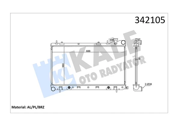 Subaru Radyator Forester 2,0 / 2,5 02+ - Kale 342105 ürün görseli 1