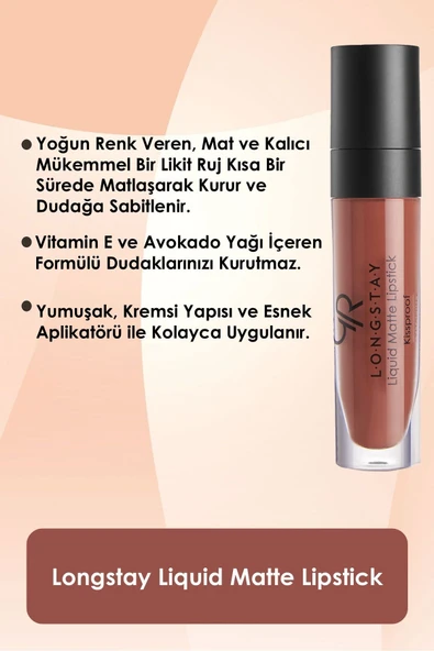 GOLDEN ROSE LONGSTAY LIGUID MATTE LİPSTİCK 27- - Resim 2