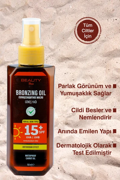 BEAUTY FACE 15 Spf Bronzlaştırıcı Güneş Yağı - 150 ml - 3