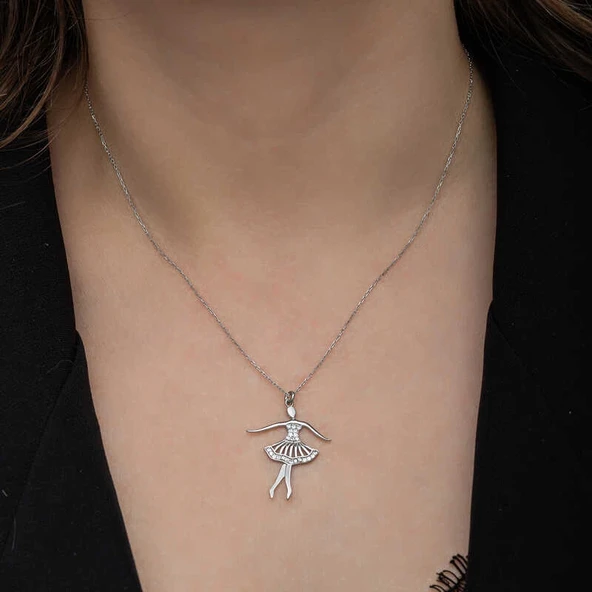 Supertrend Gümüş Balerin Kadın Kolye - Resim 3