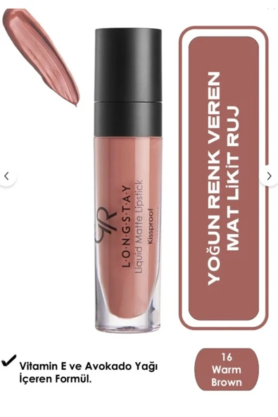 GOLDEN ROSE Longstay Liquid Matte Lipstick No:16 ürün görseli
