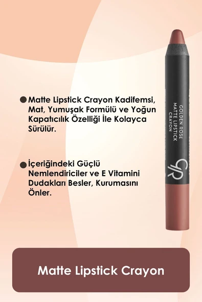 GOLDEN ROSE Crayon Mat Kalem Ruj No :14 - Resim 2