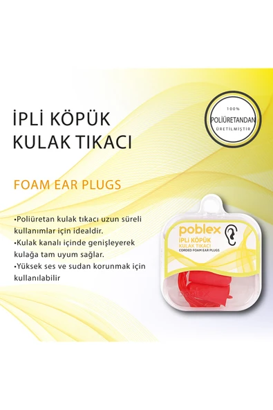 POBLEX Ipli Köpük Kulak Tıkacı - Kulak Koruyucu Tıpası - 3