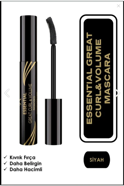 GOLDEN ROSE Essential Great Curl & Volume Mascara Kıvırma Etkili Hacim Veren Maskara 9 ml
