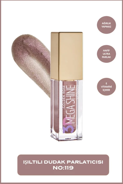 GOLDEN ROSE 3D Mega Shine Lipgloss 119 Sparkle Dudak Parlatıcısı 5,2 ml - 1