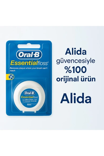 ORAL-B EssentialFloss 50m Mumsuz Diş İpi - Nanesiz Unwaxed Diş Arası Temizleyici - 4