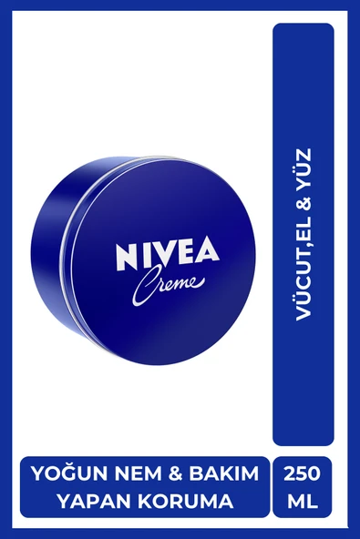 NIVEA Creme Nemlendirici Bakım Kremi 250 ml,Eucerit, El,Yüz,Vücut İçin,Paraben İçermez, Tüm Cilt Tipleri