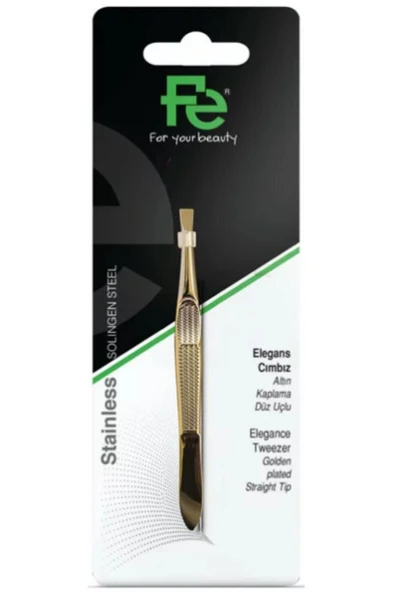 FE - Elegans Cımbız Altın Kaplama Düz Uçlu