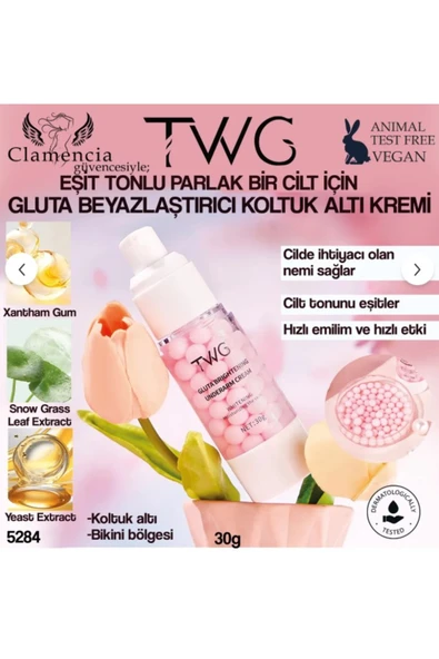 TWG Clamencia Koltuk Altı ve Bikini Bölgesi Beyazlatıcı Krem 30 g ürün görseli