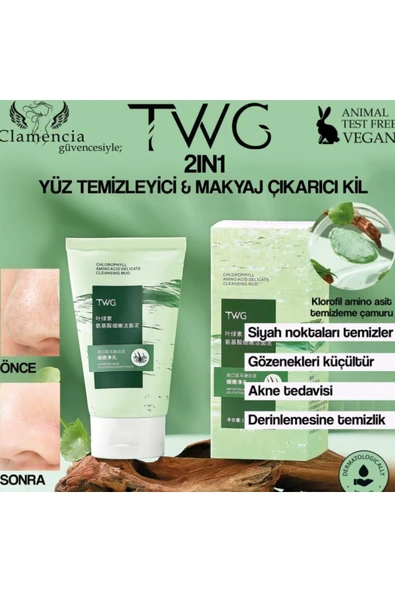 TWG Clamencia TWG 2 İn 1 Yüz Temizleme ve Makyaj Çıkarıcı Kil Çamurlu Jel 100gr ürün görseli