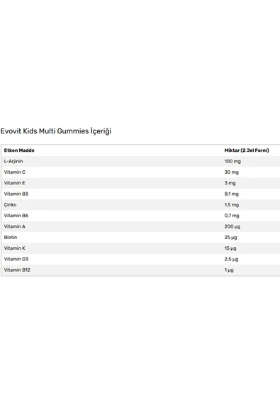 EVOPHARMA Evovit Kids Multi Gummies 60 Çiğnenebilir Jel Form - Resim 2