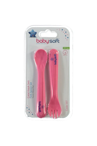 BABYSOFT Baby Soft Çatal Kaşık Seti Pembe - 2