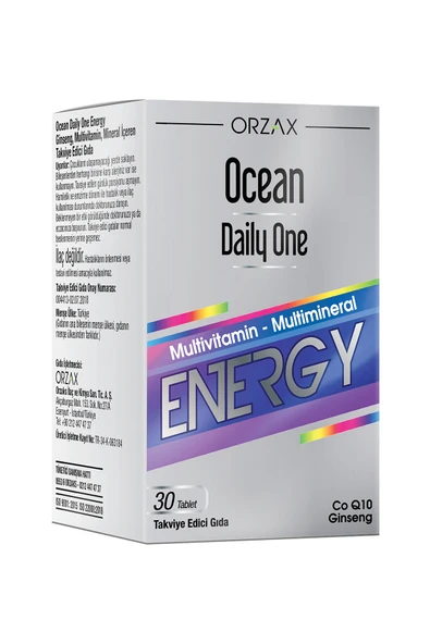 OCEAN Orzax Daily One Energy Ginseng CoQ10 30 Tablet ürün görseli
