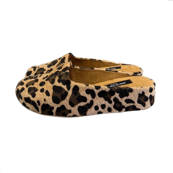 Pierre Cardin Leopar Kapalı Kışlık Bayan Terlik Halı Terliği - Resim 4