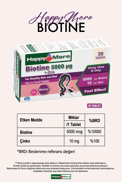 HAPPYMORE Biotin ve Çinko İçeren Takviye Edici Gıda - Resim 4
