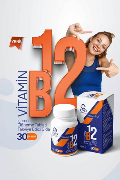 EVOPHARMA Vitamin B12 İçeren Çiğneme Tableti Takviye Edici Gıda - Resim 3