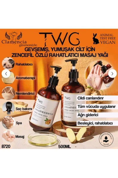 TWG Clamencia Zencefil Özlü Rahatlatıcı Vücut Masaj Yağı 500ml