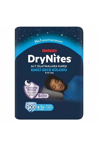 HUGGİES Erkek Drynites 8-15 Yaş 9 Adet Gece Külodu