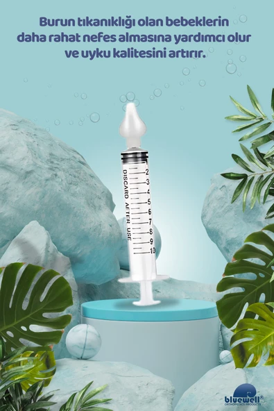 BLUEWELL ORTHOPEDICS PRODUCTS 2'li Şırıngalı Bebek Burun Yıkama Enjektörü Nazal Aspiratör Temizleme Aparatı Silikon Uç ve Şırınga - 8