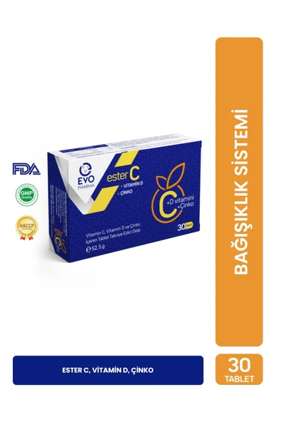 EVOPHARMA C-d-çinko 30 Tablet | Ester C Vitamini, D Vitamini Ve Çinko ürün görseli
