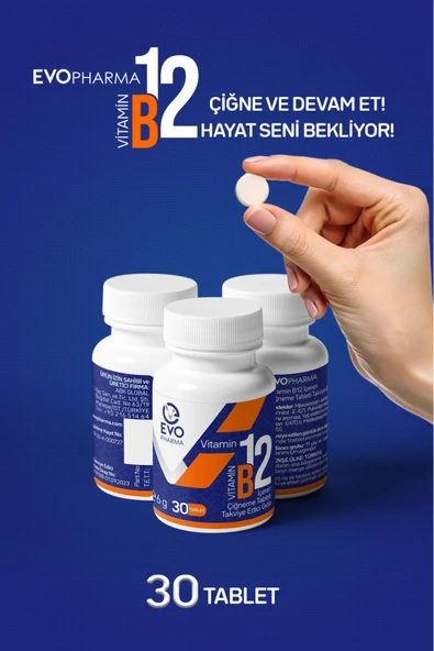 EVOPHARMA Vitamin B12 İçeren Çiğneme Tableti Takviye Edici Gıda - Resim 2