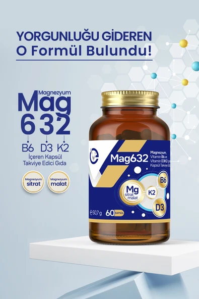 EVOPHARMA Mag632 | Magnezyum Malat, Magnezyum Sitrat, Vitamin B6 (P-5-P), D3k2 Vitamini 60 Kapsül - Resim 4