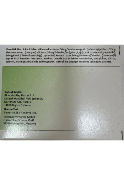 BİONORİCA Sinupret 20 Tablet - Resim 3