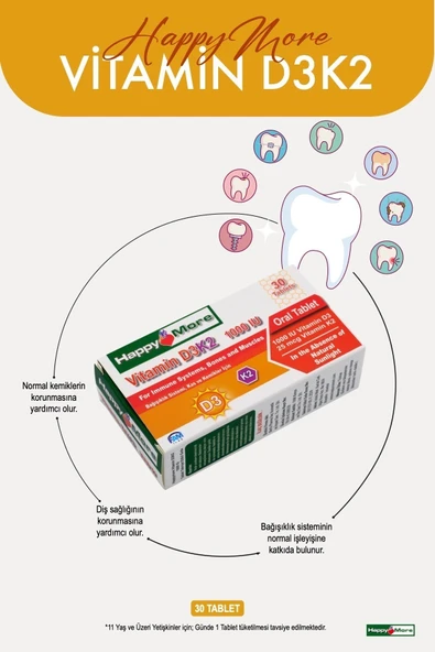 HAPPYMORE Vitamin D3 ve Vitamin K2 İçeren Takviye Edici Gıda - Resim 4