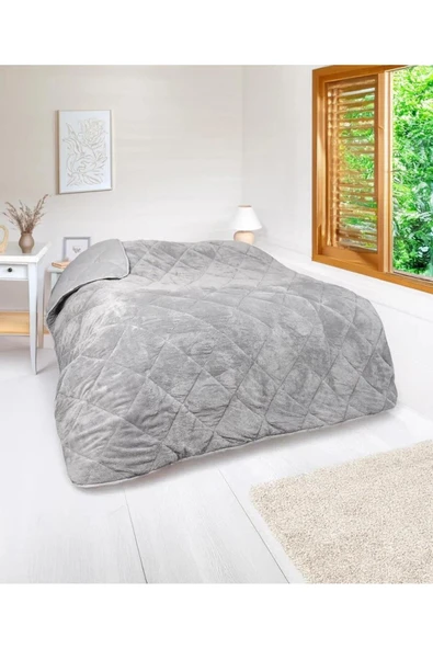 WELSOFT YORGAN ÇİFT KİŞİLİK YORGAN 200*220 ÇİFT TARAFLI-Gri
