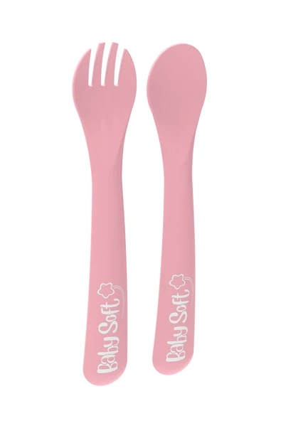BABYSOFT Baby Soft Çatal Kaşık Seti Pembe - 1