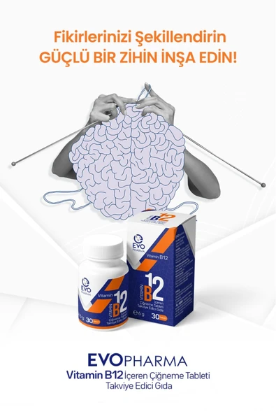 EVOPHARMA Vitamin B12 İçeren Çiğneme Tableti Takviye Edici Gıda - Resim 7