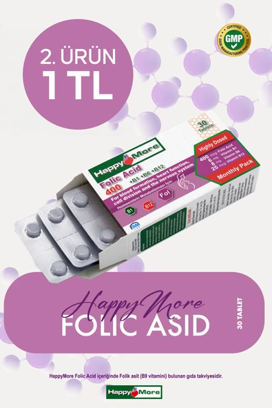 HAPPYMORE B Grubu Vitaminler Içeren Folik Asit Takviye Edici Gıda ürün görseli